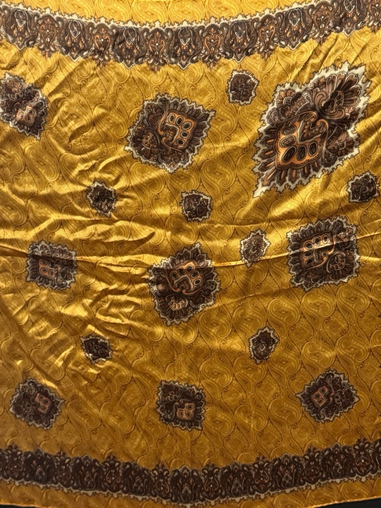 Gold Paisley Bohemian 100 Silk Scarf